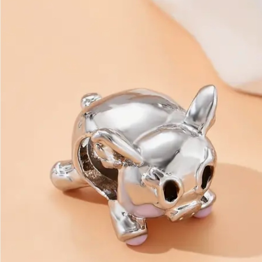 Silver Chubby Pig Charm for bracelet or necklace NWT